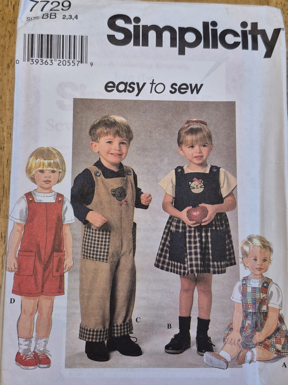 Simplicity Kids' Pattern Easy To Sew Sz 2 3 & 4 UNCUT Girls Boys Overalls Dress